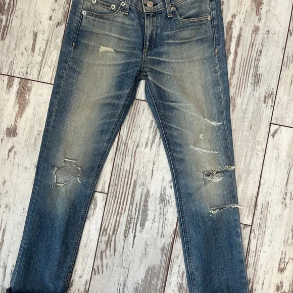 Rag & Bone Distressed Cropped Jeans Raw Hem Size 25 NWT - Picture 8 of 16
